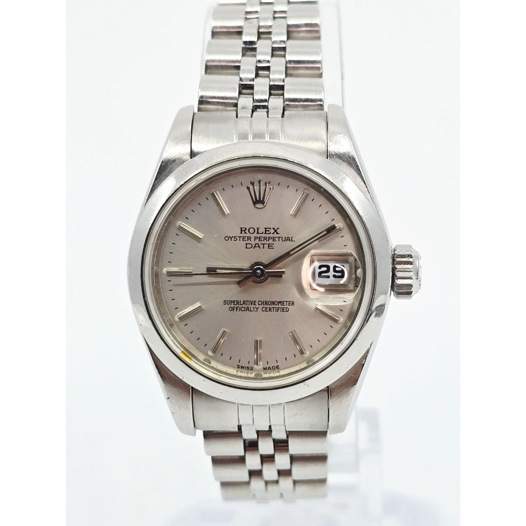 1987 Rolex Date 69160 Lady Stainless Steel Silver Dial With Jubilee Band Watch
